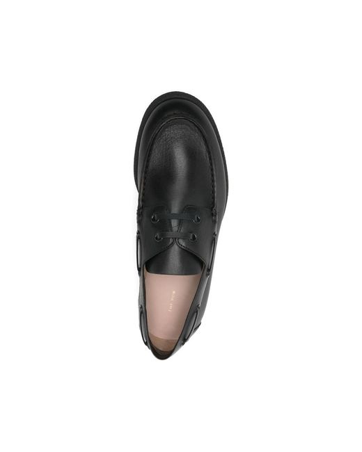 The Row Black Lace-Up Boat Shoes