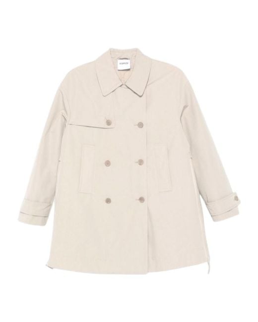 Aspesi Natural Double-Breasted Zip-Detail Coat