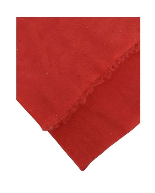 Faliero Sarti Red Sequins Decorative Scarf