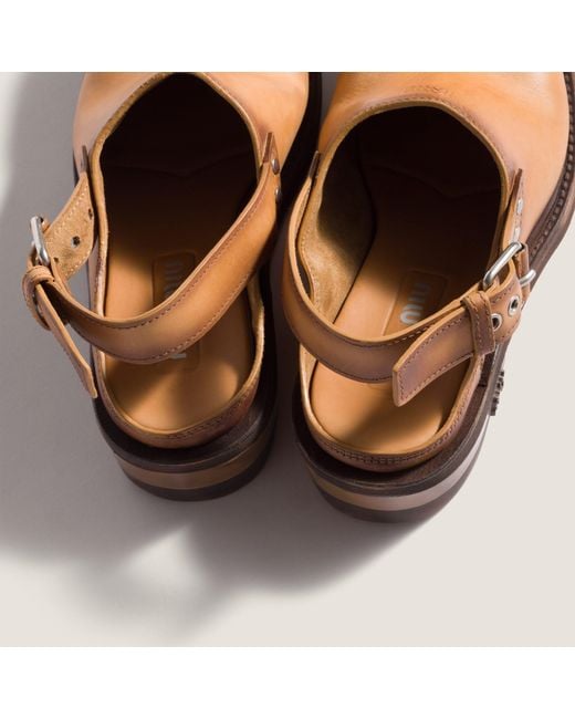 Miu Miu Brown Foule Buckle-Fastened Mules