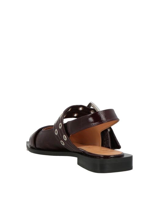 Ganni Brown Strap Pointed-Toe Flat Shoes