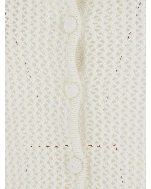 DUNST White Crochet Buttoned Tank Top
