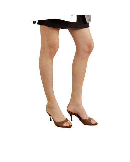 Aeyde Brown Solid Color Leather Mules