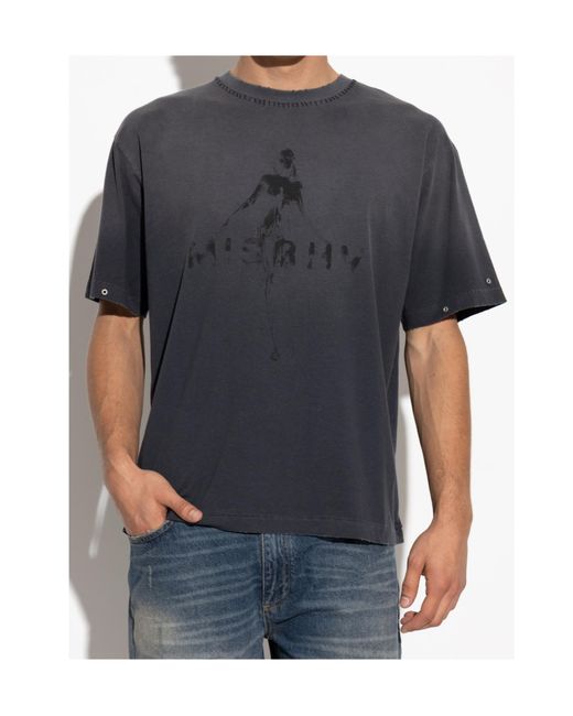 M I S B H V Blue Short-Sleeved Crewneck T-Shirt for men