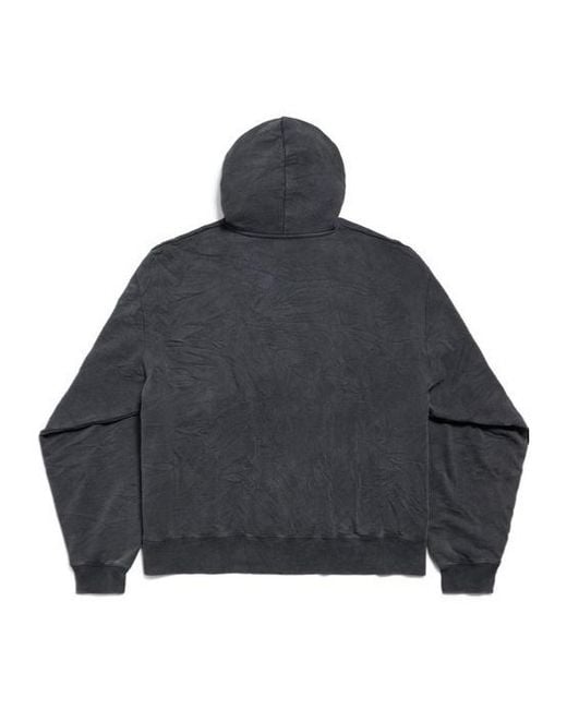 Balenciaga Gray Logo Printed Drawstring Hoodie for men