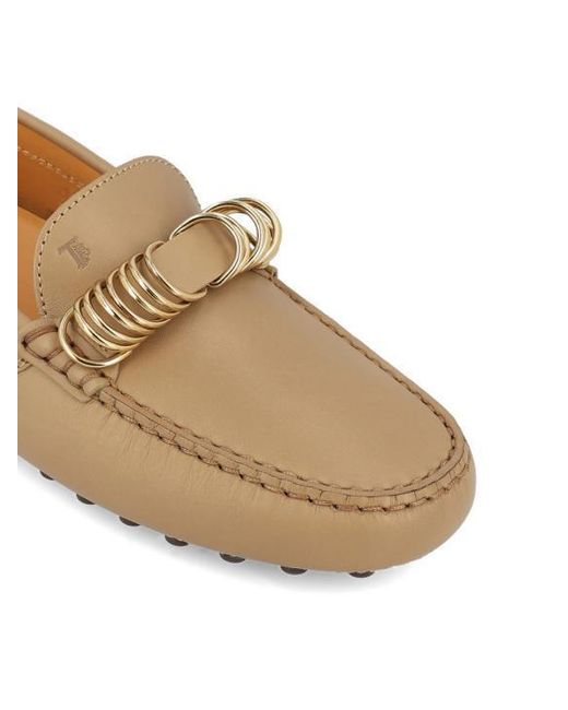 Tod's Brown Ring Embellished Loafers