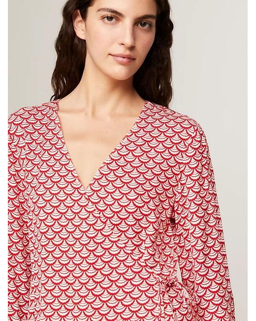 Tommy Hilfiger Pink Long-Sleeved V-Neck Dress