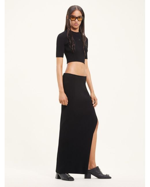 Courreges Black Courrèges Mockneck Rib Knit Cropped Top