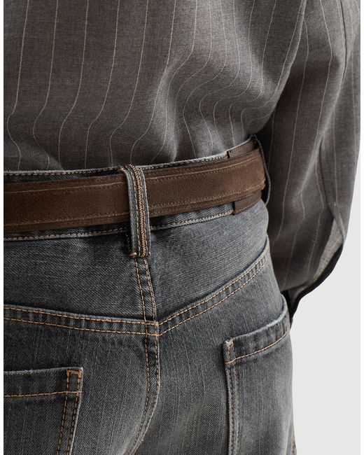 Brunello Cucinelli Gray Belt-Loops Jeans