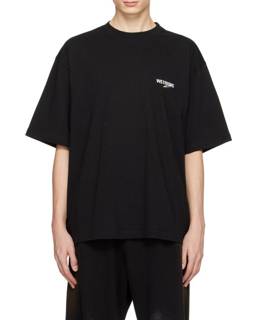 we11done Black Logo Cotton T-Shirt for men