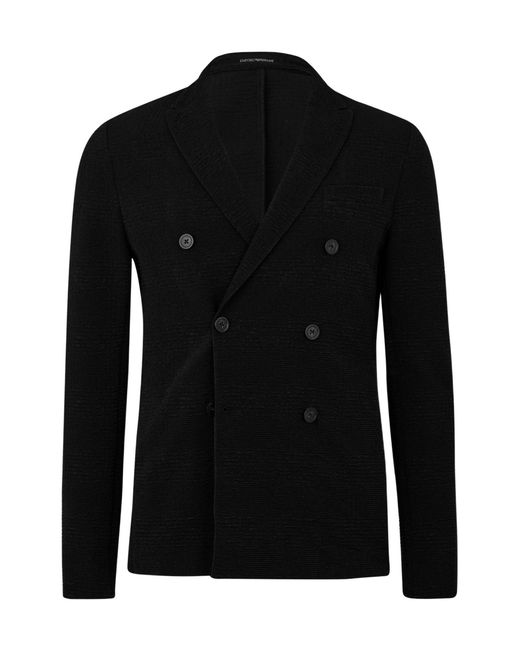 Emporio Armani Black Solid-Colored Blazer for men