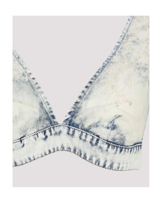 DIESEL White De Janys Fsc Denim Cropped Top