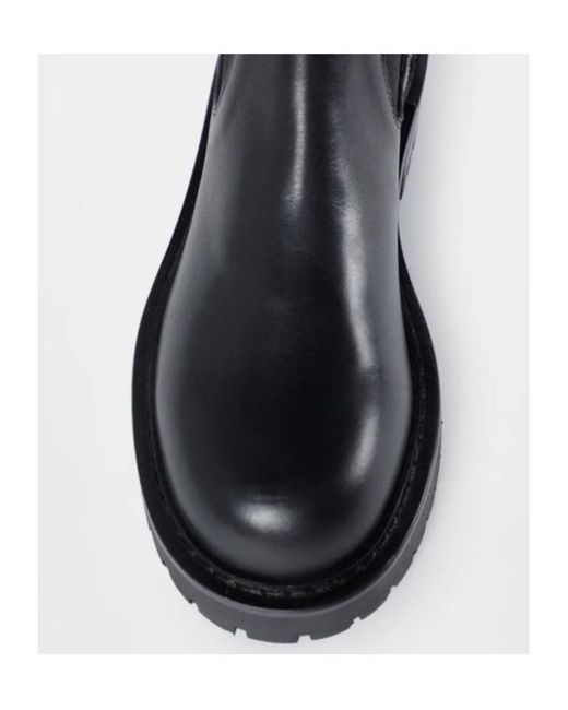 Ann Demeulemeester Black Elastic-Panel Leather Boots