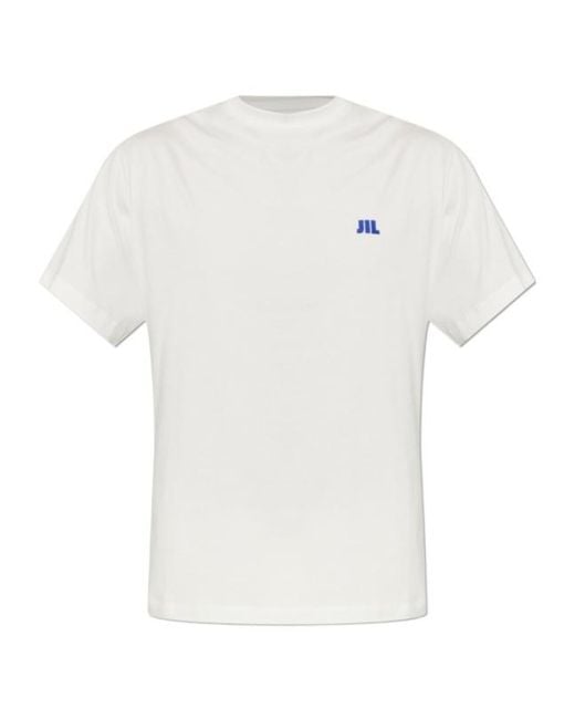 Jil Sander White Embroidered Logo T-Shirt for men