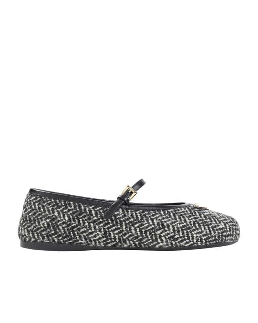 Prada Gray Round-Toed Ballet Shoes