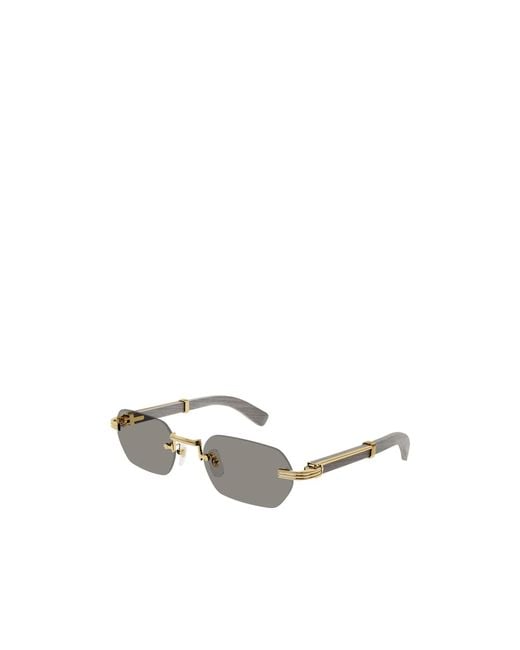 Cartier White Rectangular Rimless Sunglasses for men
