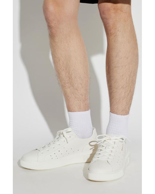Bally White Lift Perforated Low-Top Sneakers for men