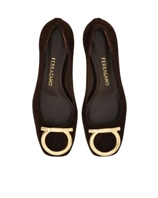 Ferragamo Brown Ferragamo Gancini Plaque Slip-On Pumps