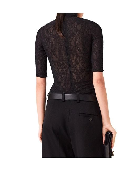 Stella McCartney Black Turtleneck Lace Top
