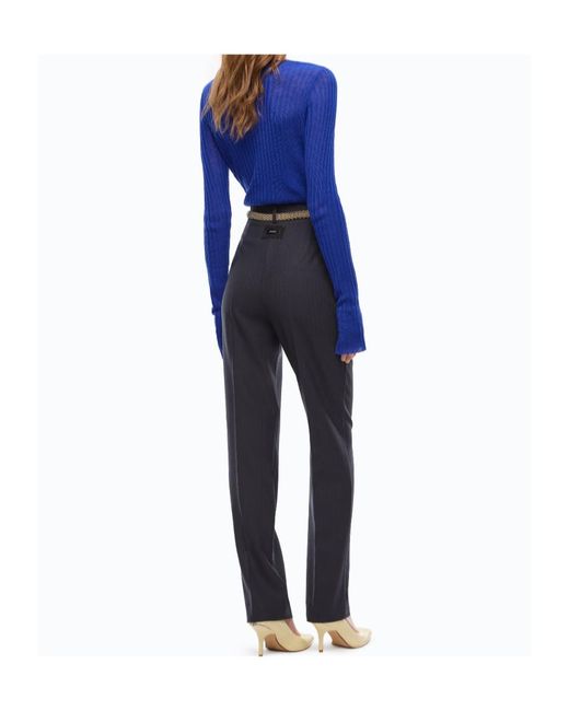 Pinko Blue Stretch Wool-Blend Cigarette Trousers