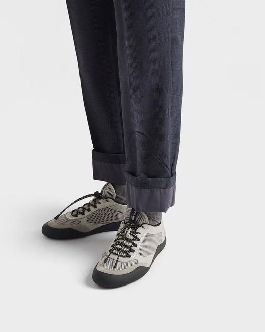 Prada Black Speedrock Leather And Mesh Fabric Sneakers for men