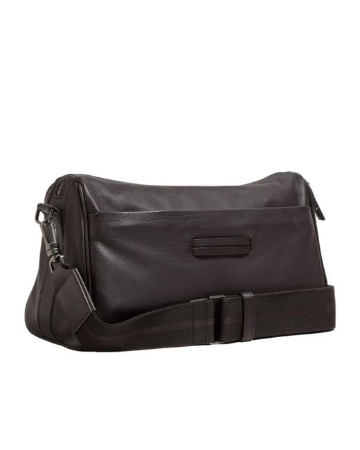Zegna Black Leather Shoulder Bag for men