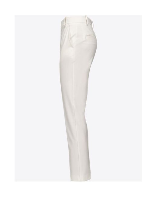 Pinko White Straight-Leg Cropped Tailored Trousers