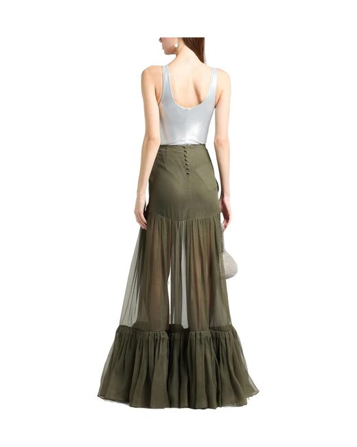 Saint Laurent Green Simple Solid-Colored Flare Skirt