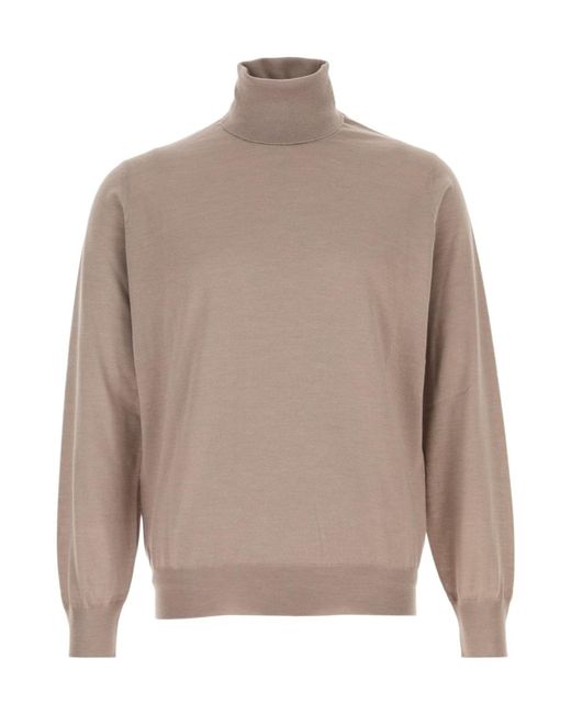 Brunello Cucinelli Brown Turtleneck Knitted Jumper for men