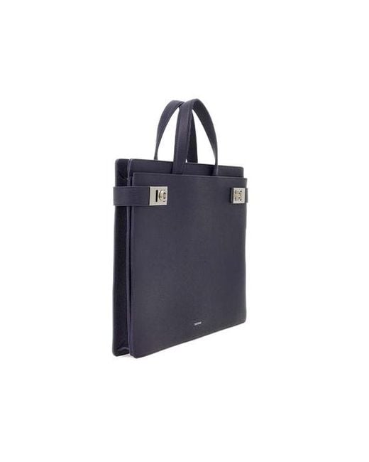 Ferragamo Blue Double-Handle Briefcase for men