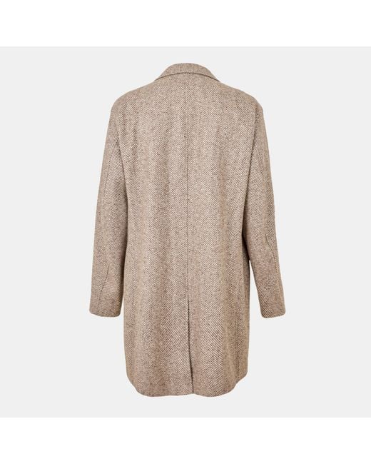Boss Natural Herringbone Wool Overcoat for men
