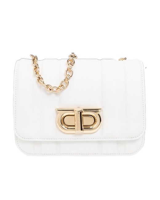 Ferragamo White Gancini Embossed Detail Mini Shoulder Bag