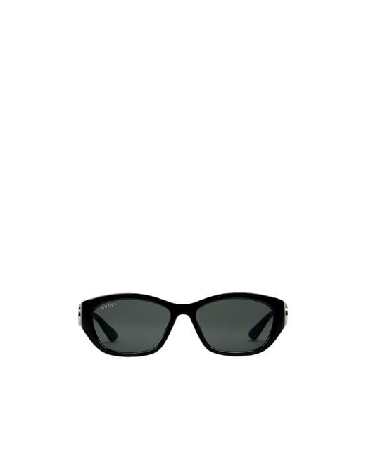 Gucci Black Low Nose Bridge Fit Rectangular Sunglasses