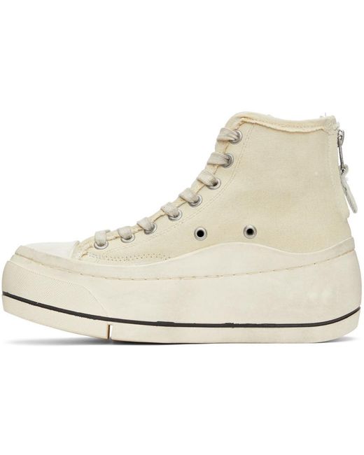 R13 Natural Platform High-Top Canvas Sneakers