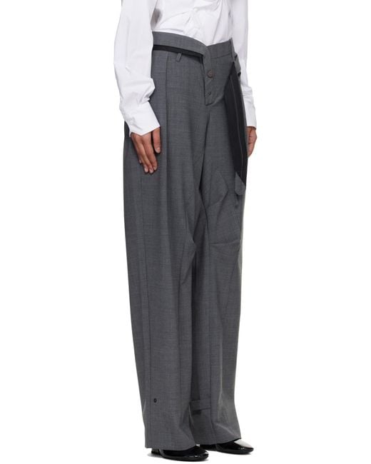 OTTOLINGER Gray Strapped Baggy Suit Pants