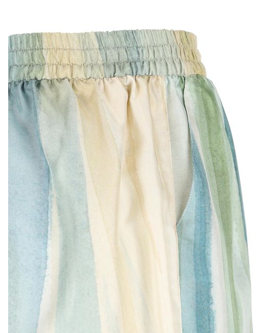Loro Piana Blue Pleated Printed Shorts