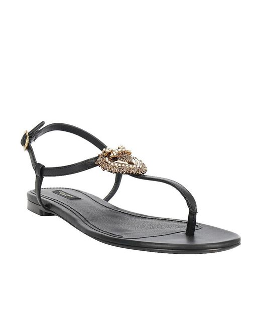 Dolce & Gabbana White Devotion T-Bar Sandals