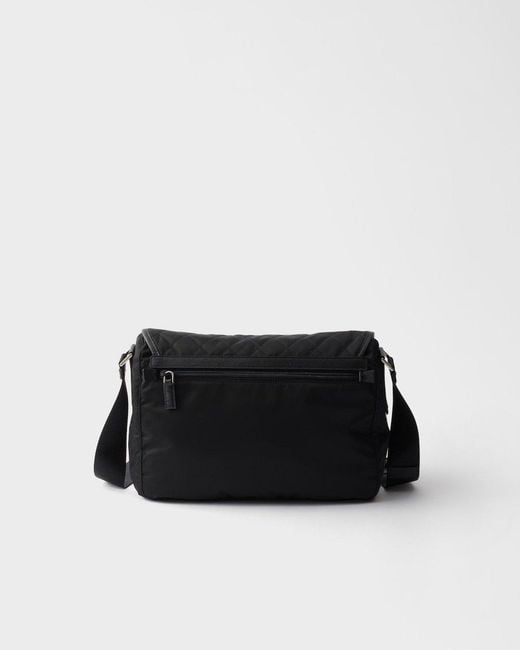 Prada Black Large Quilted Re-Nylon Shoulder Bag With Saffiano Trim