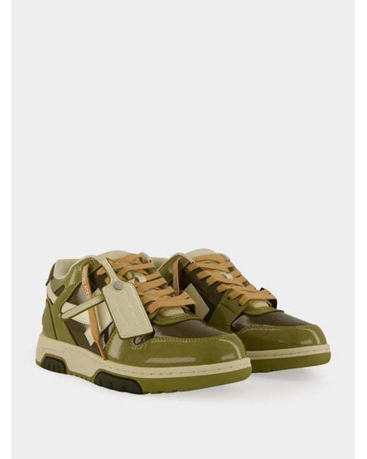 Off-White c/o Virgil Abloh Green Out Of Office "Ooo" Patent-Leather Sneakers for men