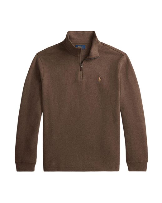 Polo Ralph Lauren Brown Estate Fleece Quarter Zip Sweater for men