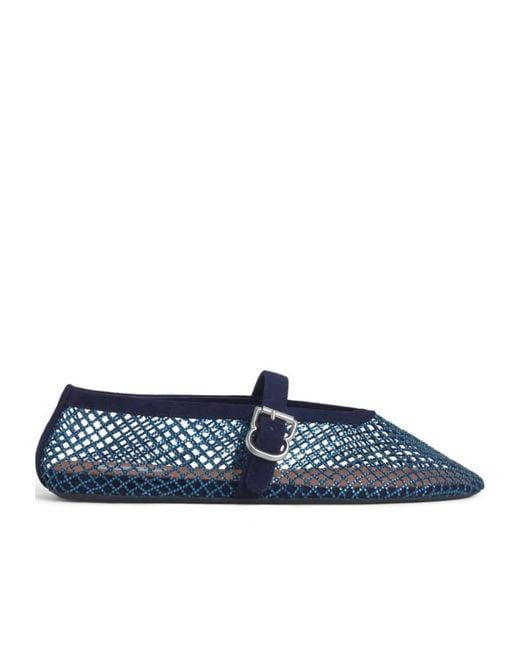 Alaïa Blue Fishnet Ballet Flats