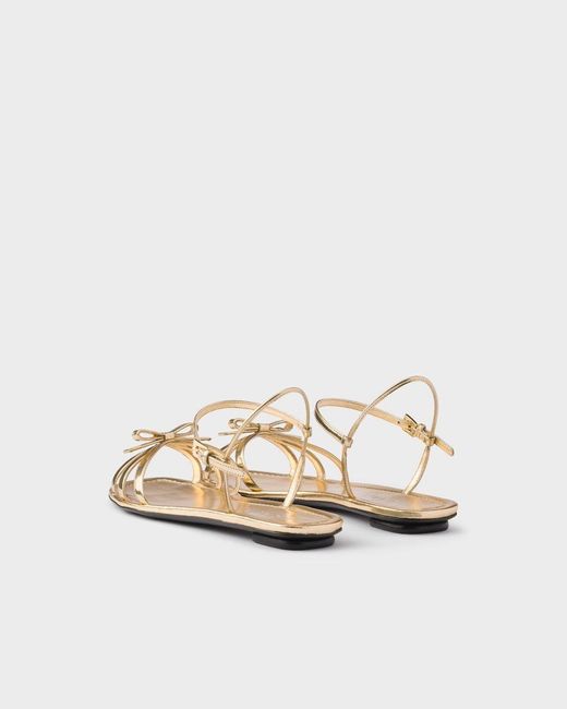 Prada Flat Metallic Leather Sandals