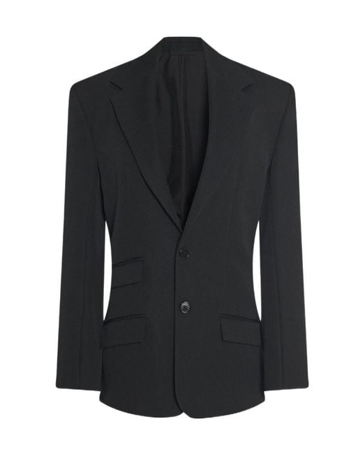 The Row Black Single-Breasted Wool Suit Jacket