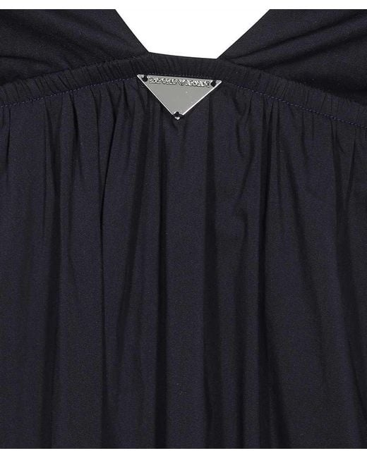Emporio Armani Blue Tiered Sleeveless Midi Dress