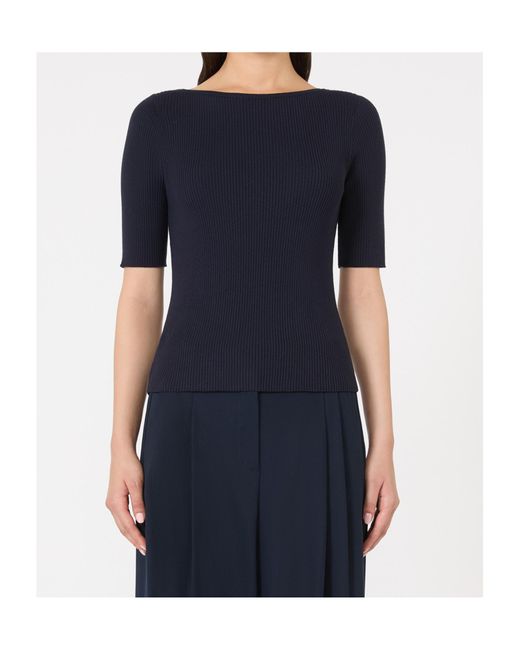 Weekend by Maxmara Blue Slim-Fit Stretch Viscose T-Shirt