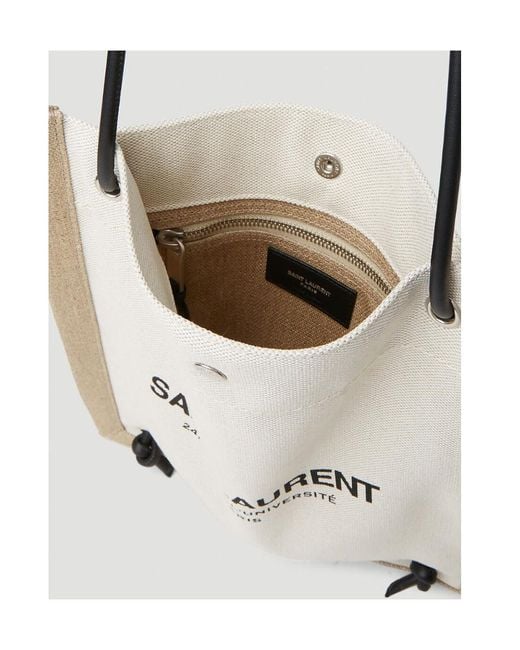 Saint Laurent White Universite Logo Printed Tote Bag for men