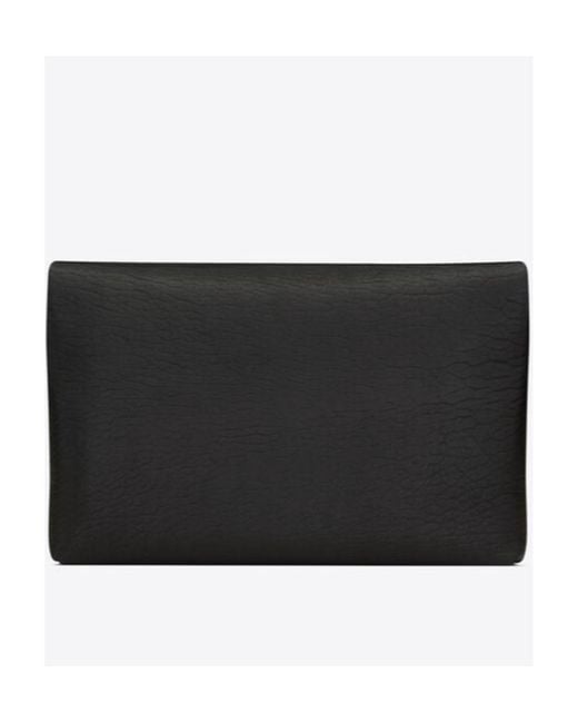 Saint Laurent Black Cassandre Envelope Large Clutch Bag