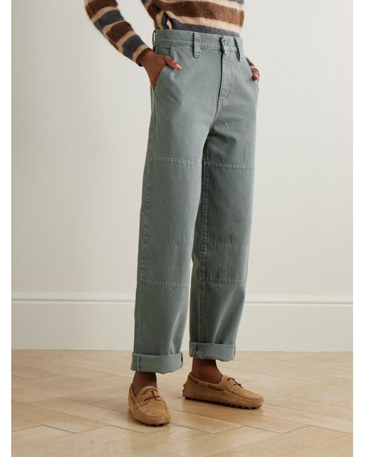 FRAME Gray Panelled Wide-Leg Casual Trousers