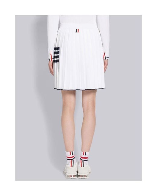 Thom Browne White 4-Bar High Waist Pleated Skirt