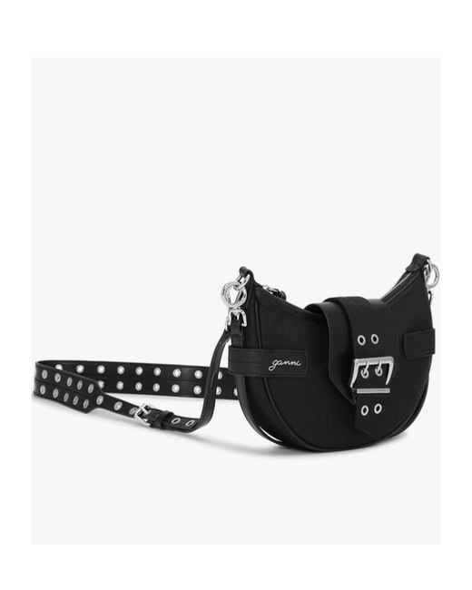 Ganni Black Buckle-Detailed Small Crossbody Bag